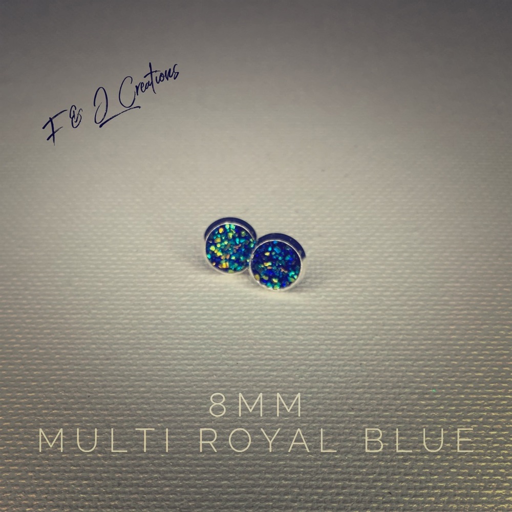 Multi Blue Stud Earrings
